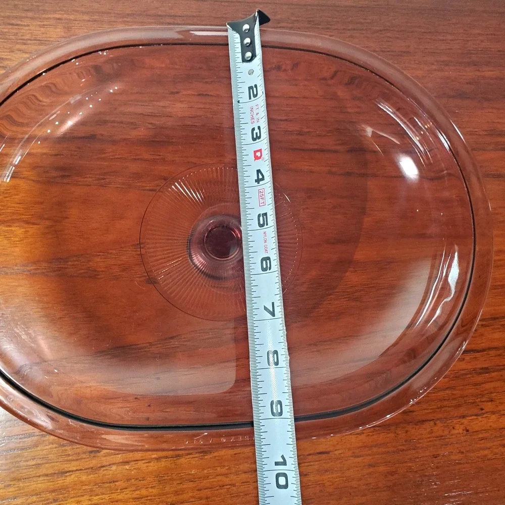 Vintage Pyrex V-34-C Cranberry Glass Lid Replacement Oval 4 Qt Visions Cookware